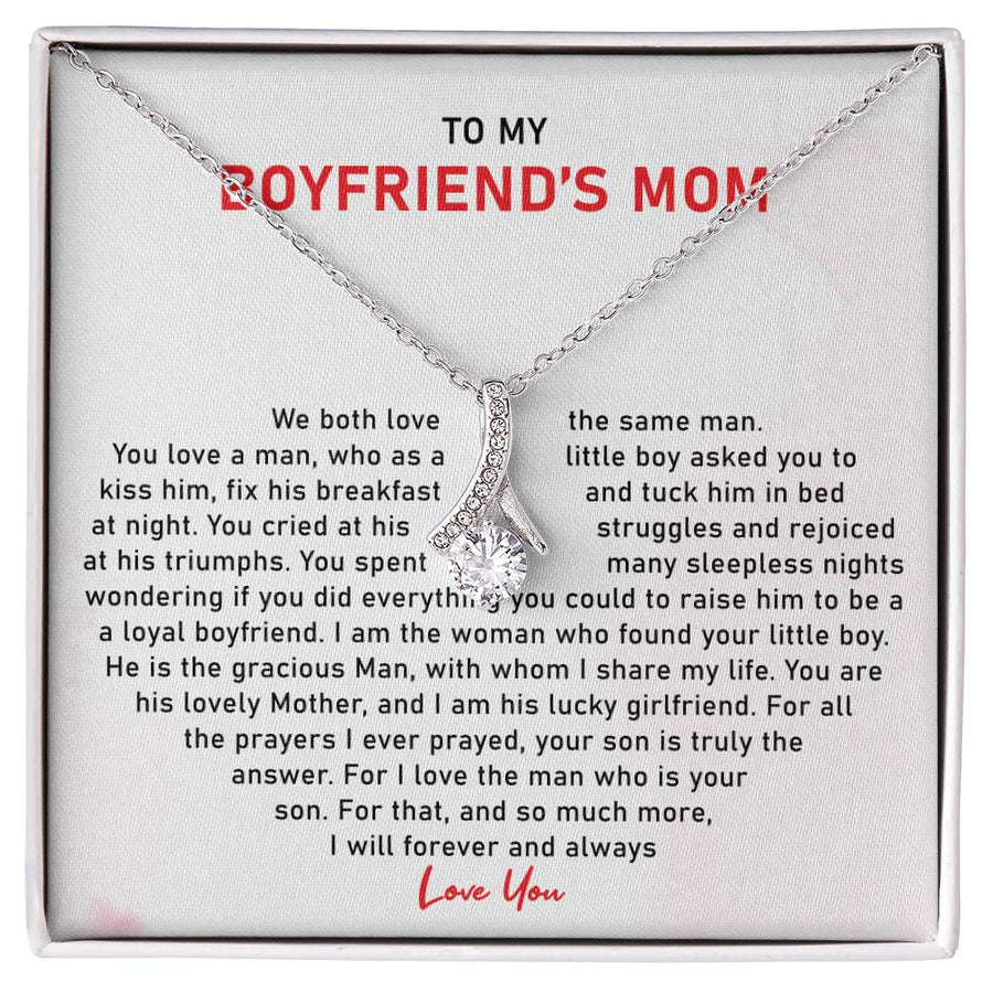 Boyfriend's Mom We Both Love Same Man 18K Yellow Gold Finish Alluring Beauty Necklace Jewelry Beautiful Gift for Mother In Law Mother's Day