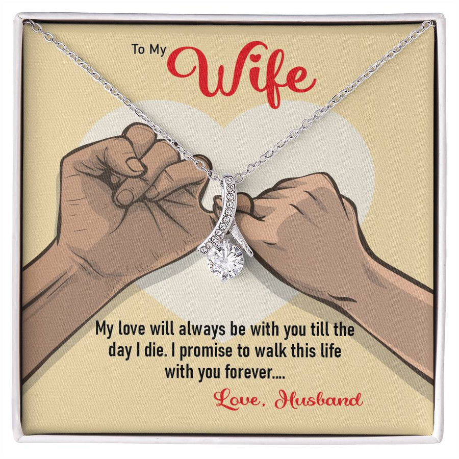 Pinkies Promise Eternal Love 18K Yellow Gold Finish Alluring Beauty Necklace Jewelry Romantic Gift for Beautiful Wife Anniversary