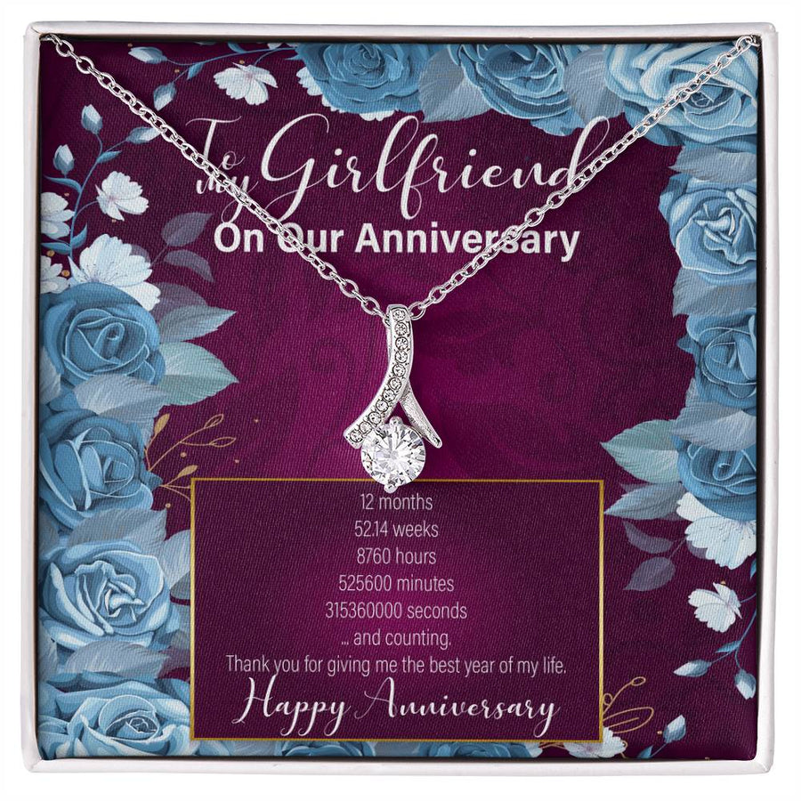 Milestone Love Blue Roses Girlfriend 1st Anniversary 18K Yellow Gold Finish Alluring Beauty Necklace Jewelry Perfect Romantic Gift for Alluring Girlfriend