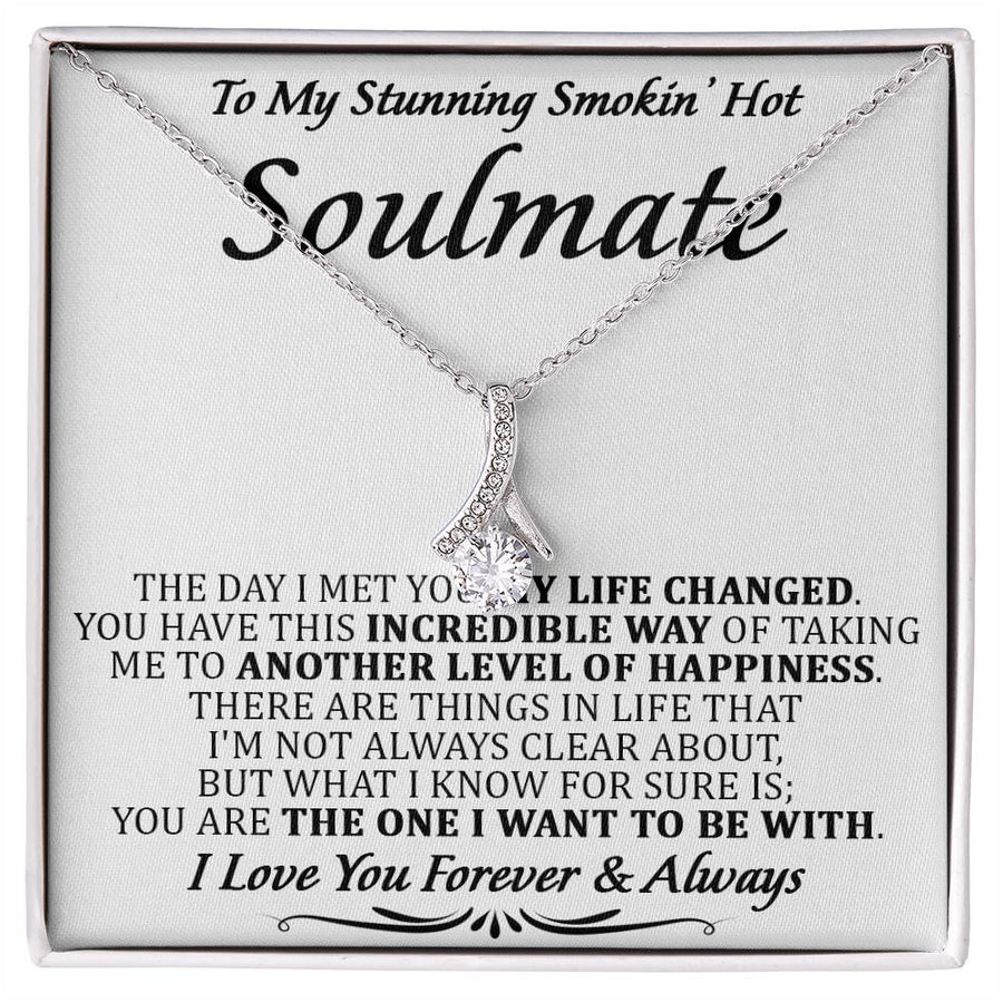 My Life Changed The Day I Met You 18K Yellow Gold Finish Alluring Beauty Necklace Jewelry Romantic Gift for Stunning Smokin’ Hot Soulmate