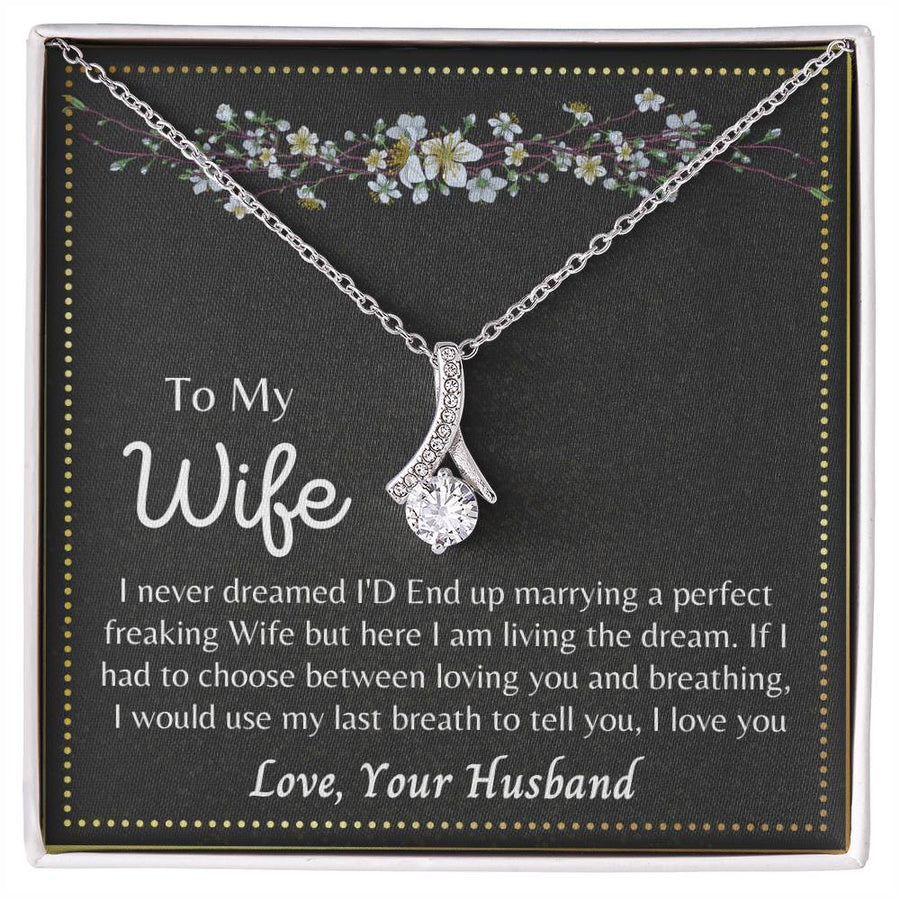 Living the Dream with Perfect Wife 18K Yellow Gold Finish Alluring Beauty Necklace Jewelry Beautiful Gift for Dream Wife Anniversary