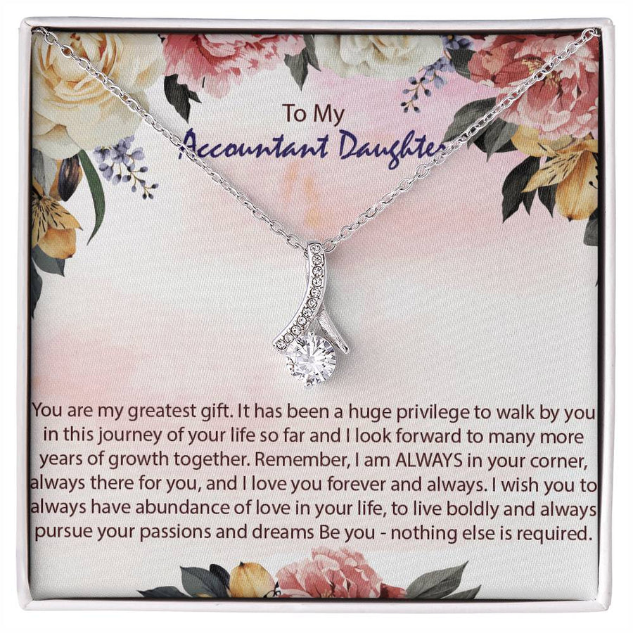 Greatest Gift Accountant Daughter Floral Necklace 18K Yellow Gold Finish Alluring Beauty Jewelry Heartfelt Card Present from Parent