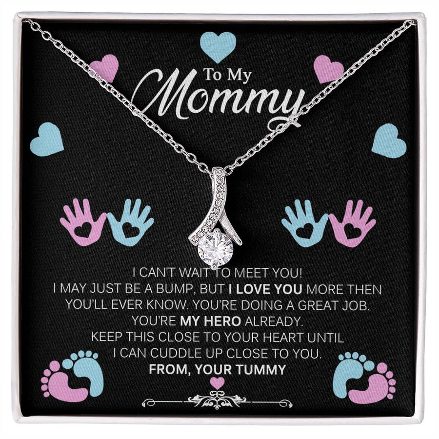 Hero Mommy Awaiting Your Cuddle 18K Yellow Gold Finish Alluring Beauty Necklace Jewelry Adorable Gift for Expecting Mother Baby Shower