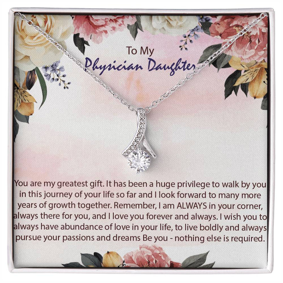 Pursue Your Passions Physician Daughter Necklace 18K Yellow Gold Finish Alluring Beauty Jewelry Elegant Floral Loving Gift