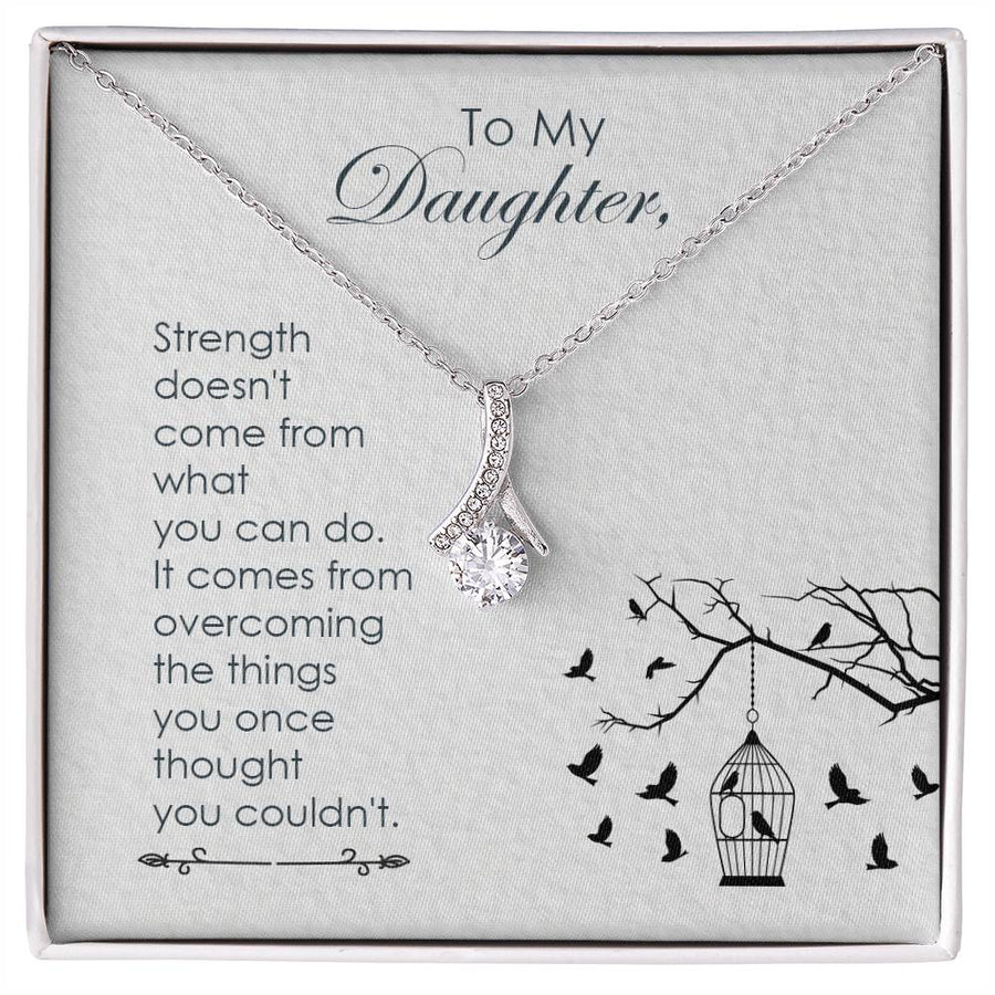 Strength Overcome Loving Daughter 18K Yellow Gold Finish Alluring Beauty Necklace Jewelry Empowering Gift for Daughter Graduation
