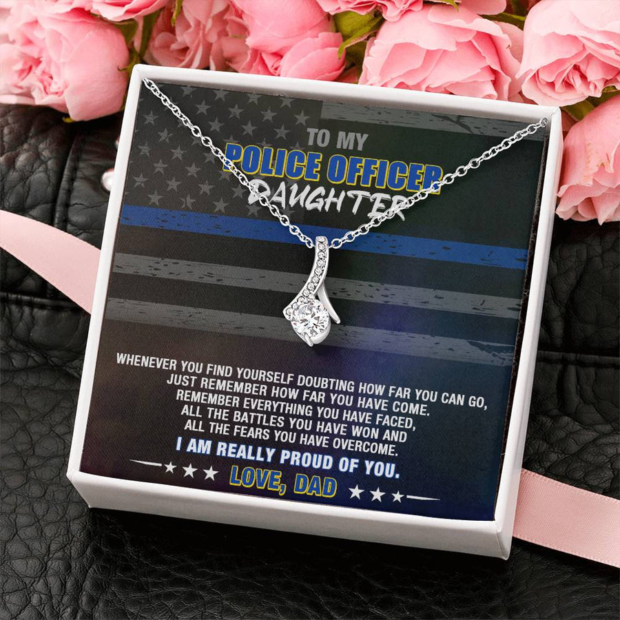Police Officer Daughter Triumph Pride 18K Yellow Gold Finish Alluring Beauty Necklace Jewelry Proud Gift for Police Daughter Graduation