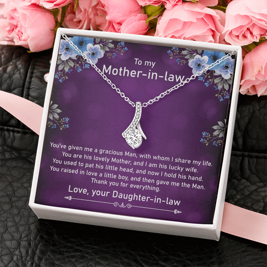 Love a Little Boy and Gave Me the Man 18K Rose Gold Alluring Beauty Necklace Jewelry Beautiful Mother's Day Gift for Mother-in-law