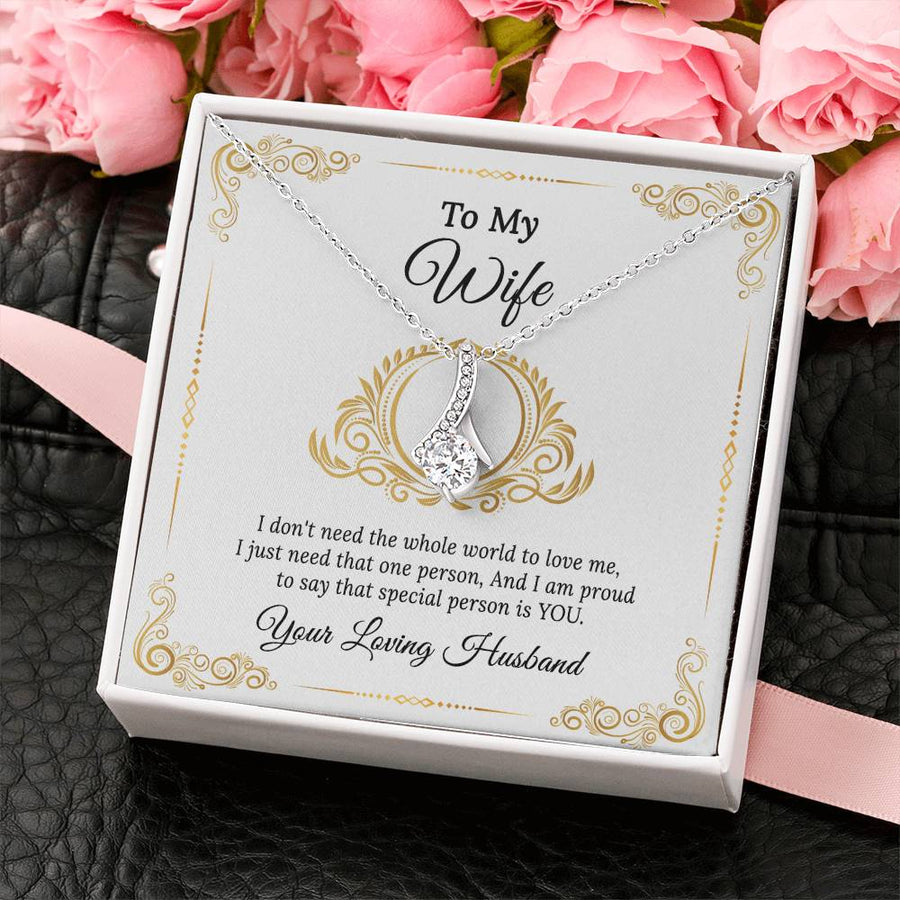 Golden Wreath To My Wife Heartfelt Devotion Necklace 14K White Gold Finish Premium Jewelry for Anniversary or Birthday