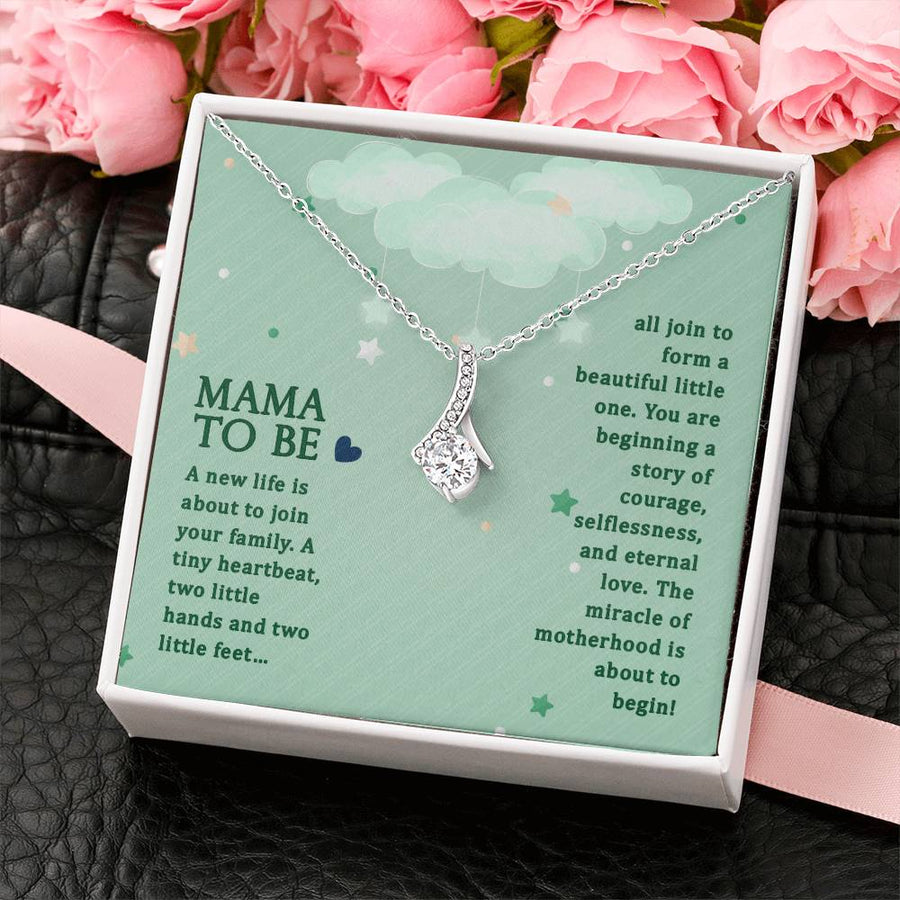 A New Life Is About To Join Your Family 18K Yellow Gold Finish Alluring Beauty Necklace Jewelry Perfect Baby Shower Gift for Mama To Be