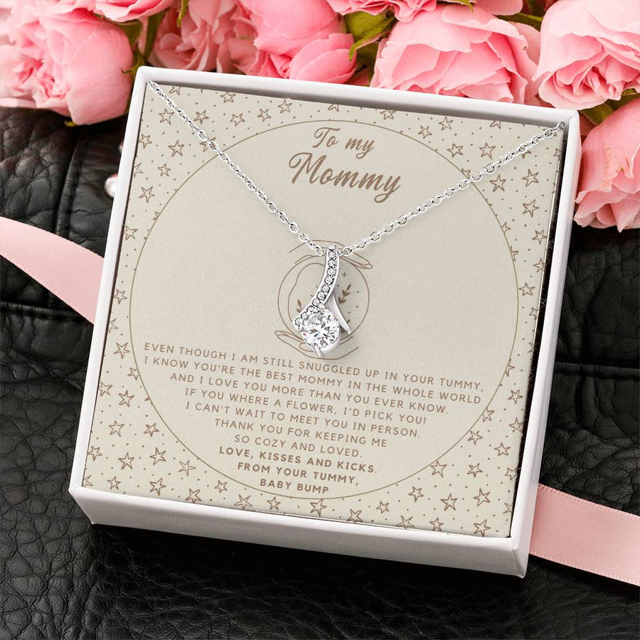 Cozy Tummy Baby Bump Love 18K Yellow Gold Finish Alluring Beauty Necklace Jewelry Beautiful Gift for Expecting Mommy Pregnancy
