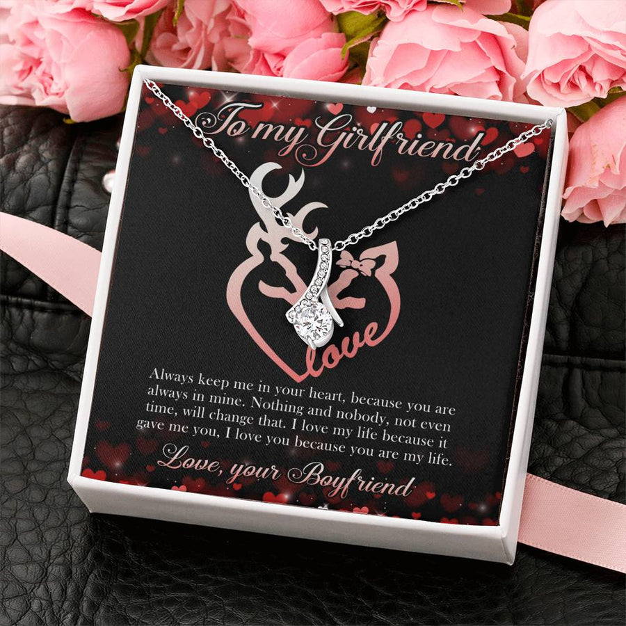 Hunting Girlfriend Always Keep Heart Always Mine 18K Yellow Gold Finish Alluring Beauty Necklace Jewelry Perfect Gift for Hunting Girlfriend Anniversary