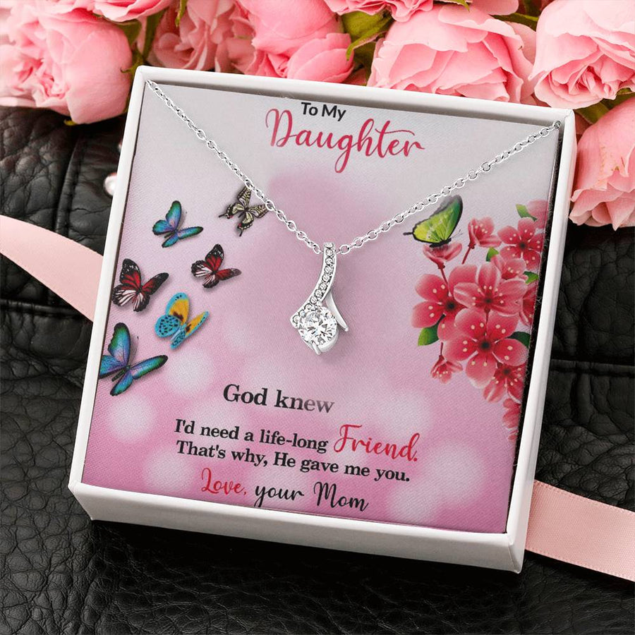 Lifelong Butterfly Friend Mom’s Blessing 18K Yellow Gold Finish Alluring Beauty Necklace Jewelry Beautiful Gift for Precious Daughter Birthday