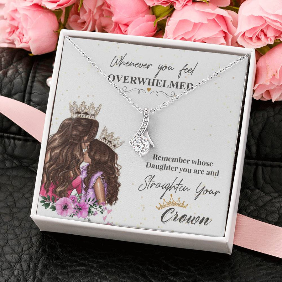 Straighten Your Crown Beautiful Daughter Gift 18K Yellow Gold Finish Alluring Beauty Necklace Jewelry Empowering Present for Supported Girl