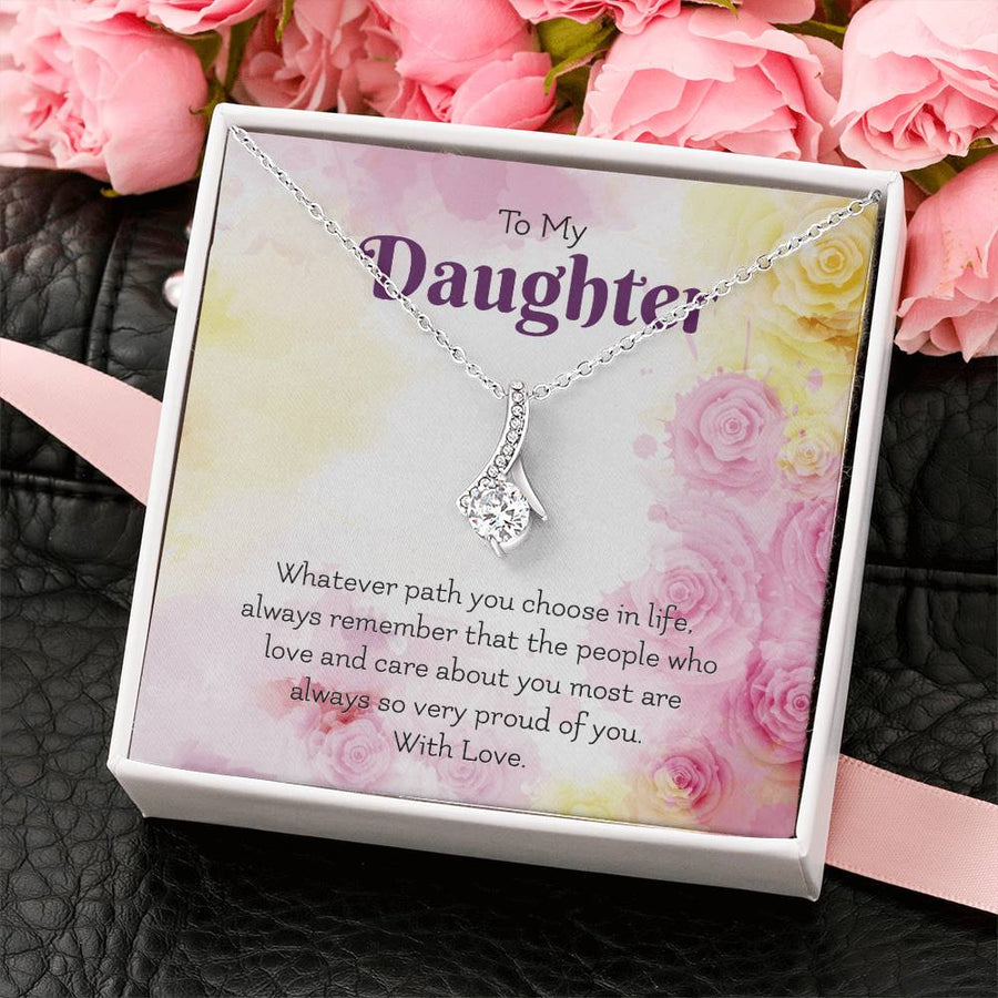 Loved and Cared For Daughter Keepsake Necklace 18K Yellow Gold Finish Alluring Beauty Jewelry Heartfelt Gift from Family