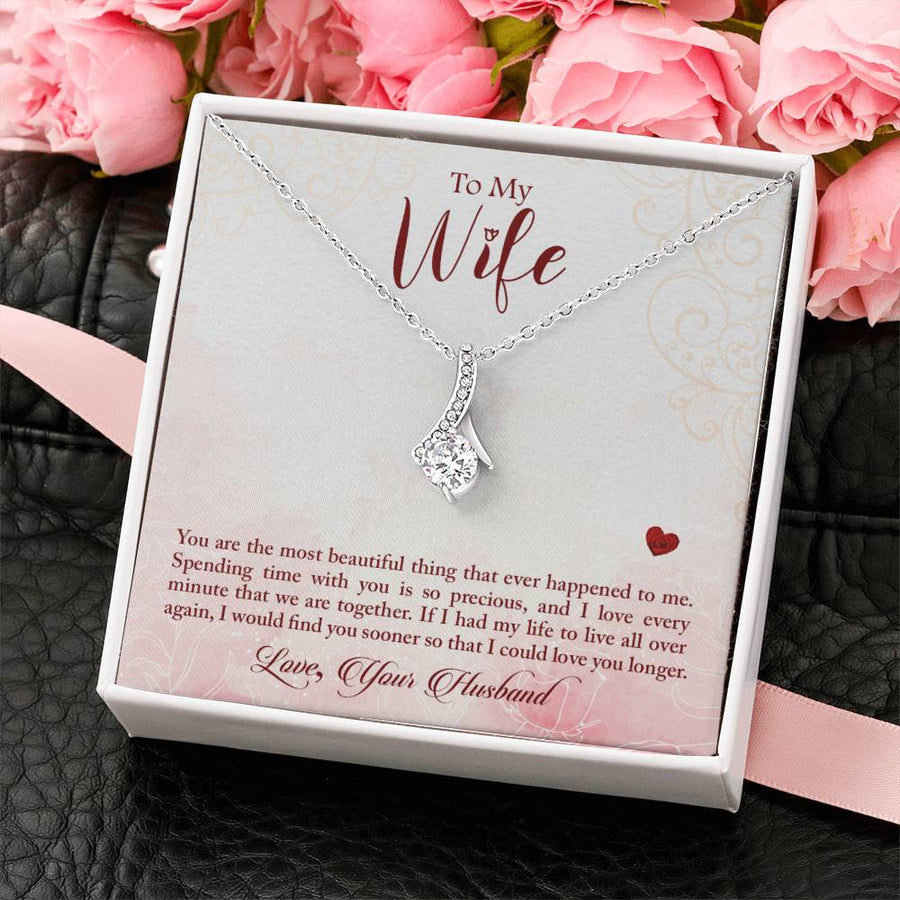 Spending Precious Time Loving Wife Forever 18K Yellow Gold Finish Alluring Beauty Necklace Jewelry Sentimental Jewelry for Elegant Wife from Husband