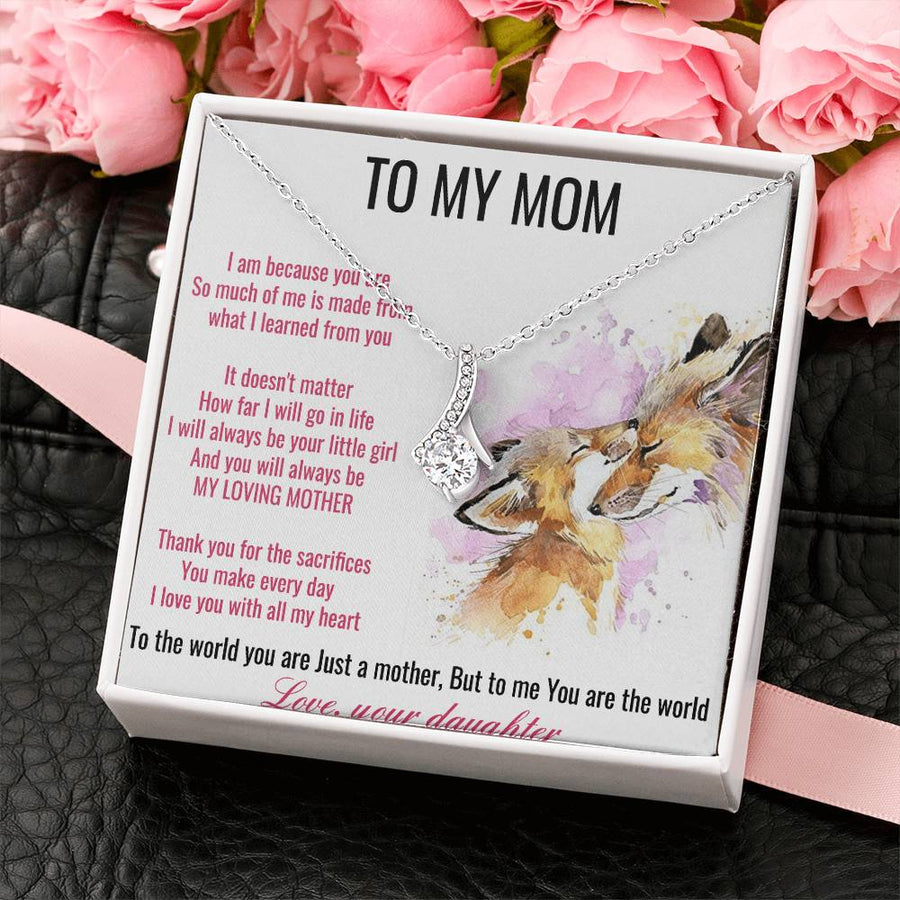 Sacrifice and Unconditional Love Mom 14K White Gold Finish Alluring Beauty Necklace Jewelry Emotional Gift for Radiant Mother Birthday