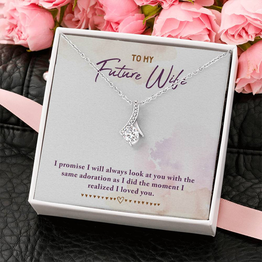 Adoration Promise Beautiful Future Wife 18K Yellow Gold Finish Alluring Beauty Necklace Jewelry Romantic Gift for Elegant Bride-To-Be Engagement