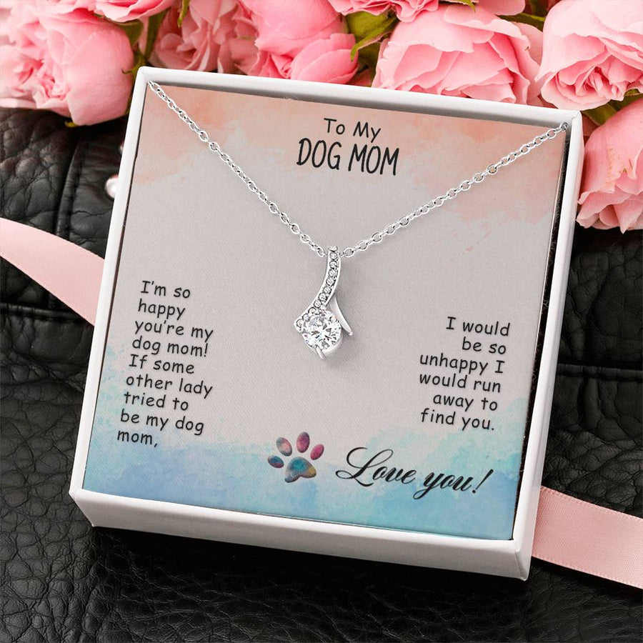 So Happy You're My Dog Mom 18K Yellow Gold Finish Alluring Beauty Necklace Jewelry Grateful Pet Love Watercolor Paw