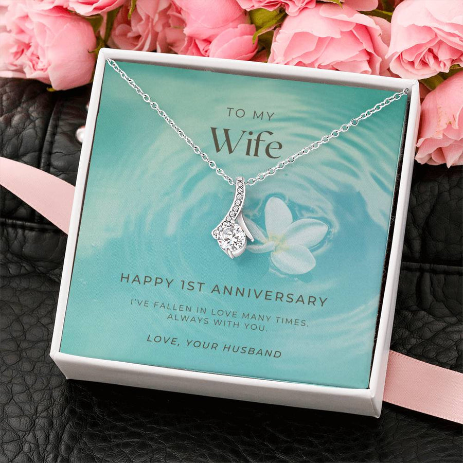 Fallen In Love Many Times Elegant Wife 18K Yellow Gold Finish Alluring Beauty Necklace Jewelry Perfect Gift for Wife 1st Anniversary from Husband