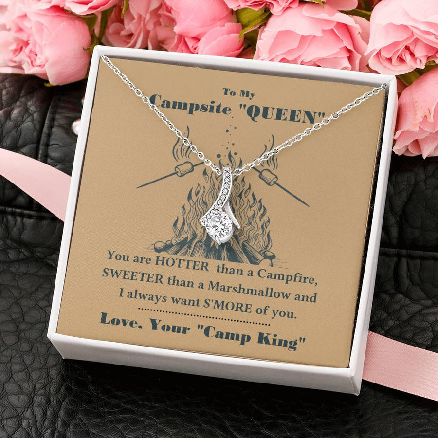 Roasting Sticks Cozy Fire Affection 14K White Gold Finish Alluring Beauty Necklace Jewelry Special Surprise for Camping Lover Anniversary
