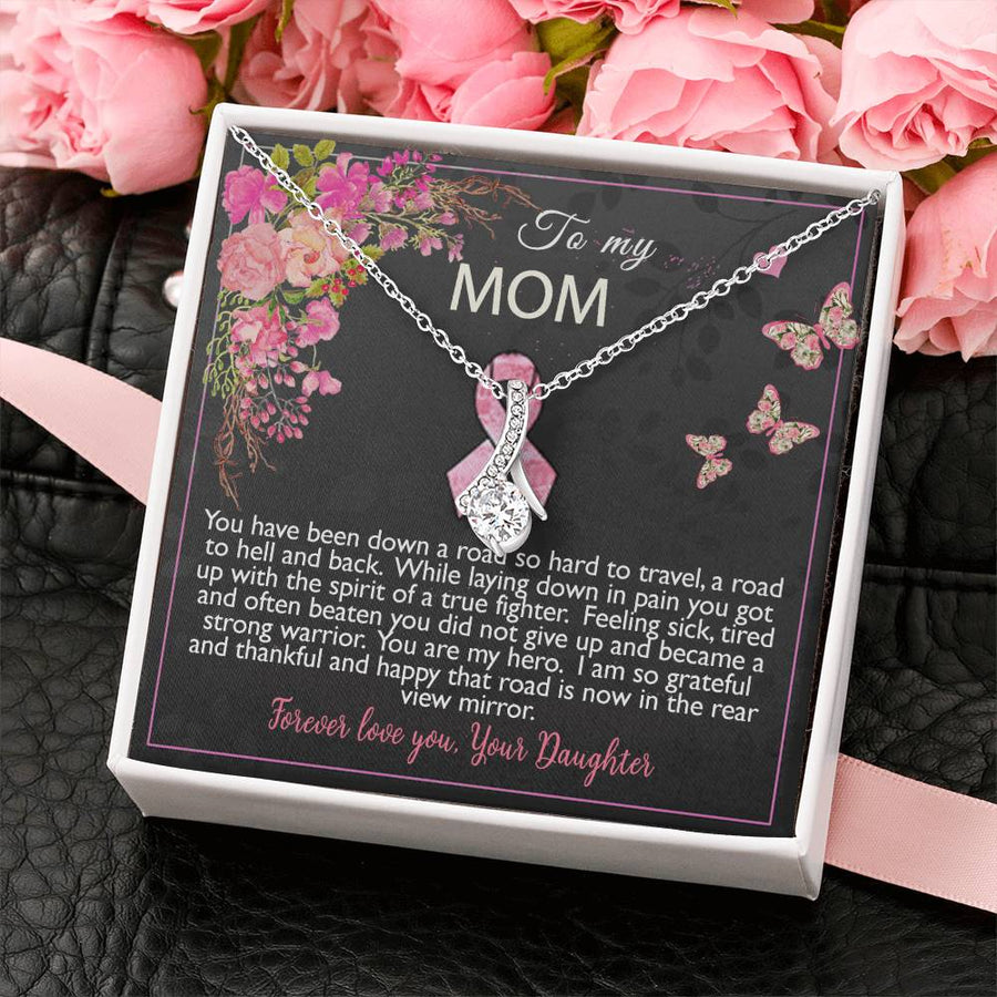 Warrior Journey Rear View Hero Love 18K Yellow Gold Finish Alluring Beauty Necklace Jewelry Grateful Gift for Brave Mom