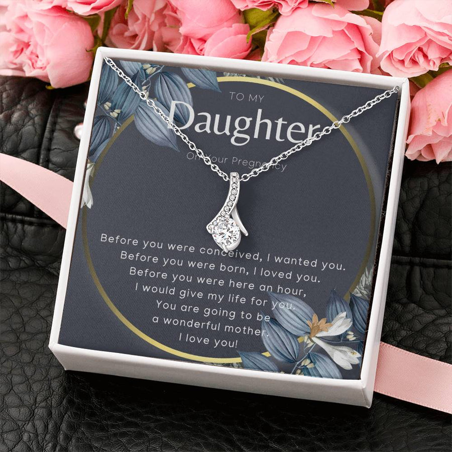Expecting Mom Wonderful Mother 14K White Gold Finish Alluring Beauty Necklace Jewelry Heartfelt Gift for Daughter Pregnancy