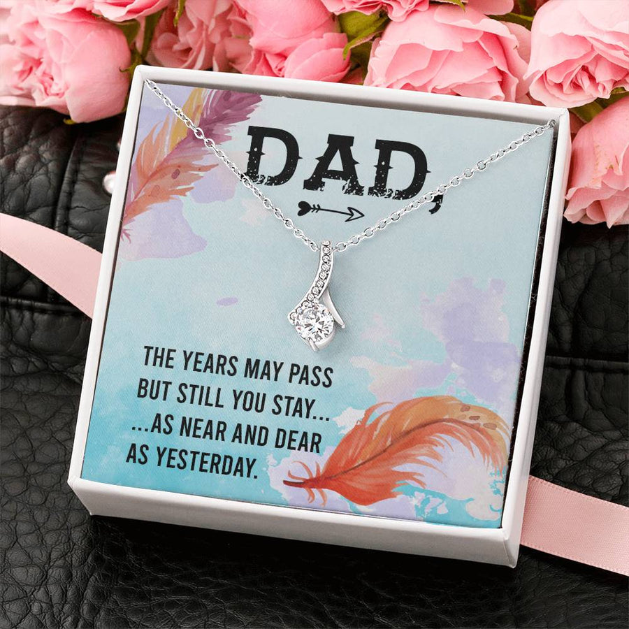 Near And Dear Yesterday Feathers 18K Yellow Gold Finish Alluring Beauty Necklace Jewelry Cherished Memorial Gift for Dad