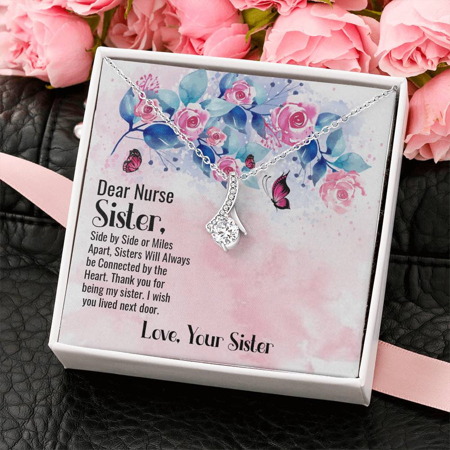 Connected Hearts Miles Apart 18K Yellow Gold Finish Alluring Beauty Necklace Jewelry Loving Gift for Nurse Sister Appreciation