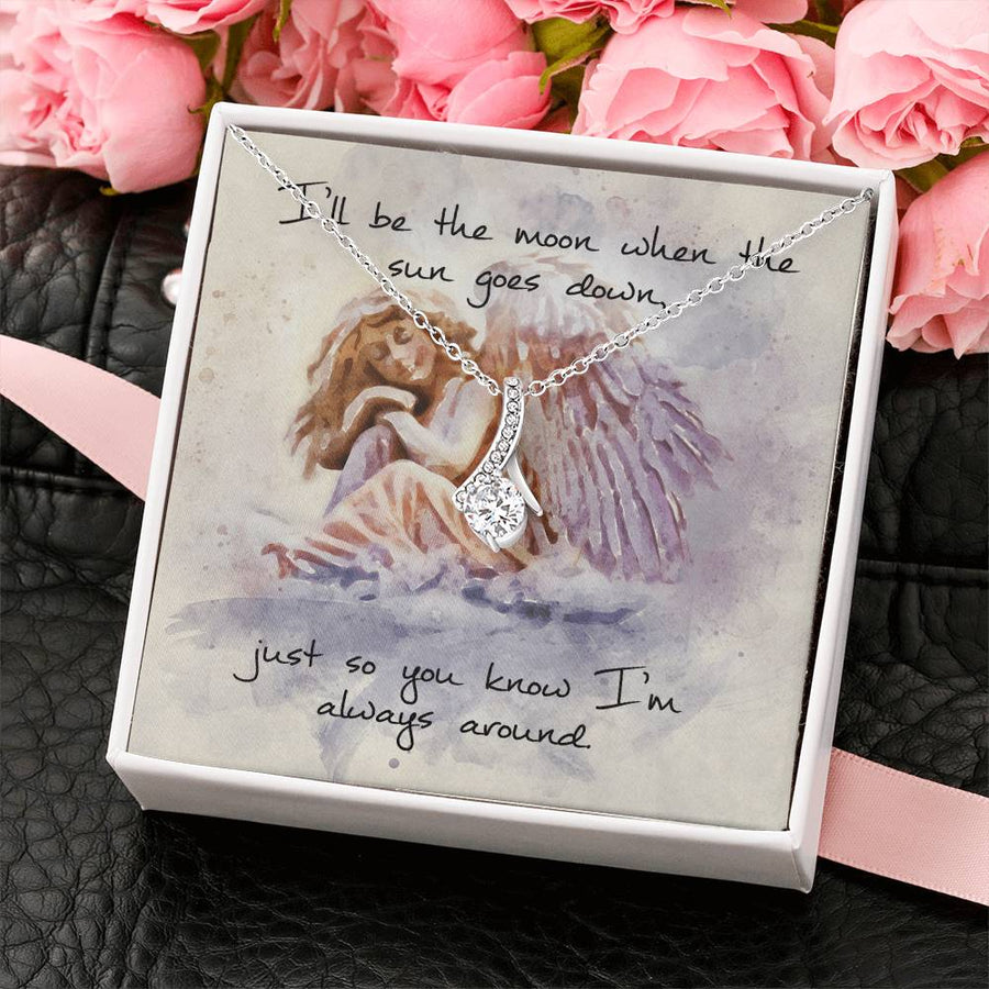 Guardian Angel Always Around Beautiful Her 18K Yellow Gold Finish Alluring Beauty Necklace Jewelry Comforting Gift for Loved Woman Special Occasion