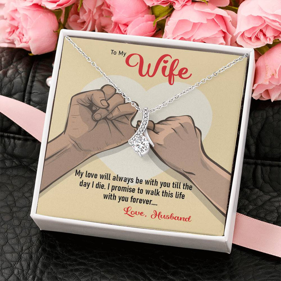 Pinkies Promise Eternal Love 18K Yellow Gold Finish Alluring Beauty Necklace Jewelry Romantic Gift for Beautiful Wife Anniversary