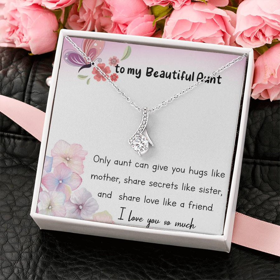 Beautiful Aunt Love Like Mother Sister Friend 18K Yellow Gold Finish Alluring Beauty Necklace Jewelry Heartfelt Gift for Cherished Auntie