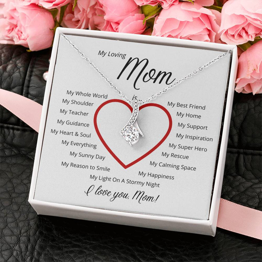 Super Hero Mom Reason to Smile 14K White Gold Finish Alluring Beauty Necklace Jewelry Perfect Gift for Elegant Mom Birthday