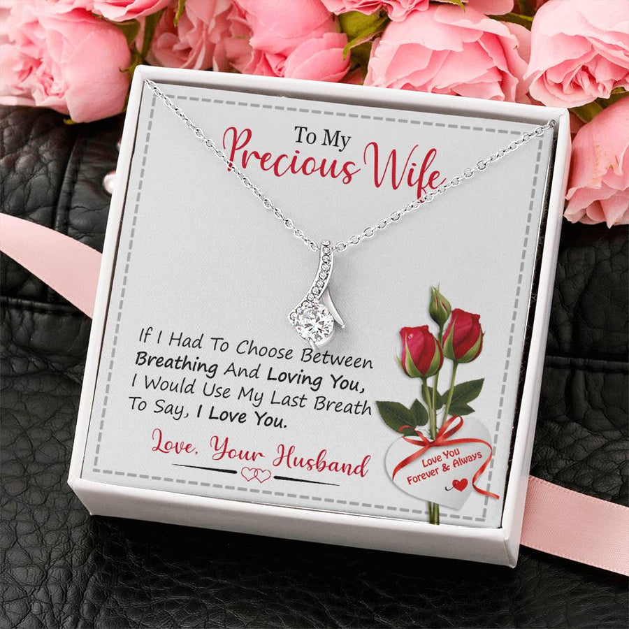Love You Forever Always Stunning Wife Necklace 18K Yellow Gold Finish Alluring Beauty Necklace Jewelry Emotional Gift for Gorgeous Wife Anniversary