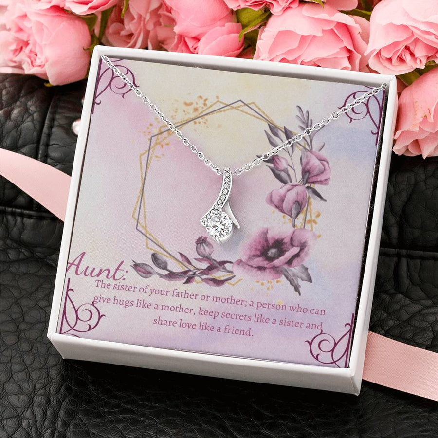 efinition Of Aunt Love Friend 14K White Gold Finish Alluring Beauty Necklace Jewelry Beautiful Gift for Amazing Aunt Floral Design