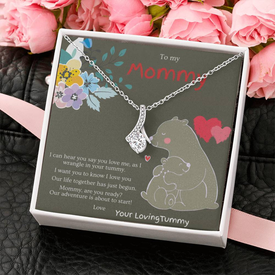 Adventure Begins Loving Mommy Tummy 18K Yellow Gold Finish Alluring Beauty Necklace Jewelry Emotional Pregnancy Gift for Beautiful Mom To Be