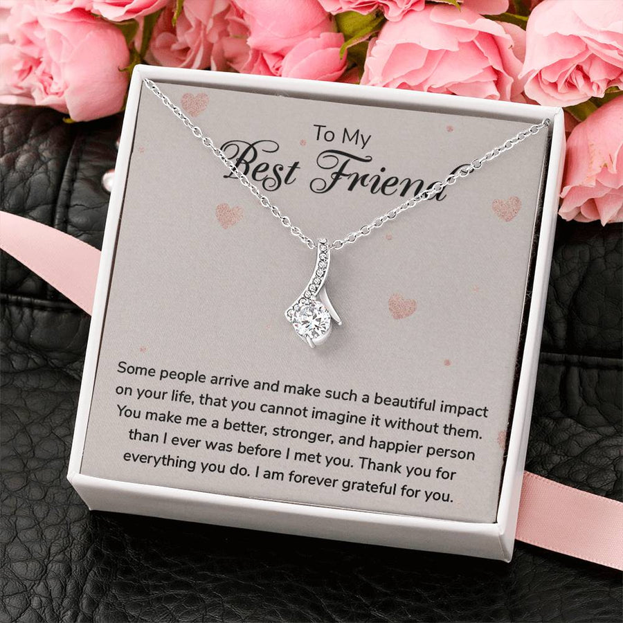 Best Friend Beautiful Impact Necklace 18K Yellow Gold Finish Alluring Beauty Necklace Jewelry Heartfelt Gift for Amazing Friend Grateful Forever