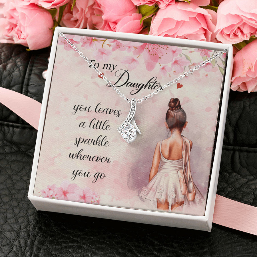 Little Sparkle Wherever You Go Daughter 18K Yellow Gold Finish Alluring Beauty Necklace Jewelry Radiant Gift for Ballerina Daughter
