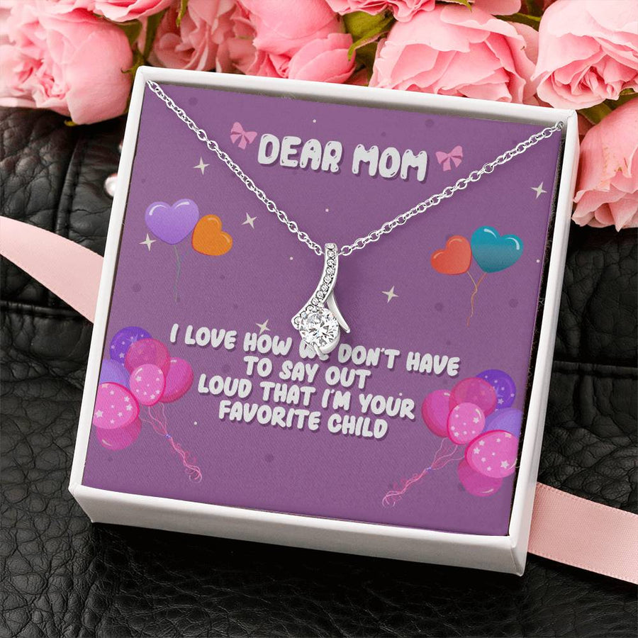 Favorite Child Humor Beautiful Mom Necklace 18K Yellow Gold Finish Alluring Beauty Necklace Jewelry Playful Present for Radiant Mother Birthday
