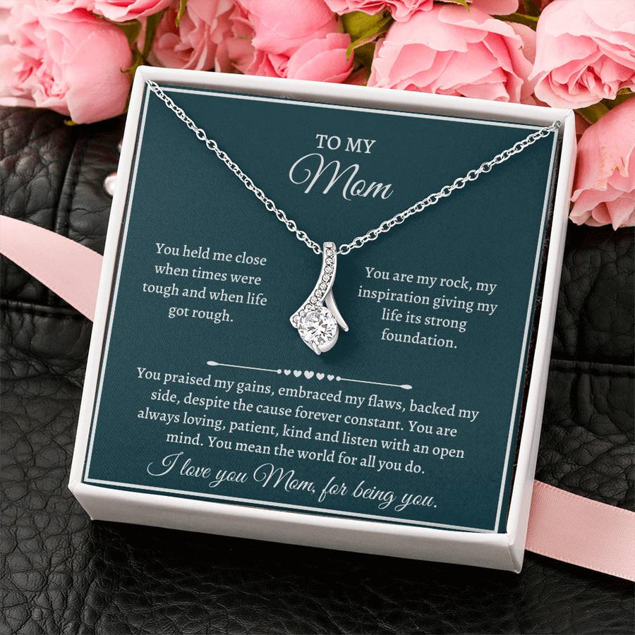 ou Held Me Close When Life Was Rough 18K Yellow Gold Finish Alluring Beauty Necklace Jewelry Beautiful Gift for Loving Mom Mother’s Day