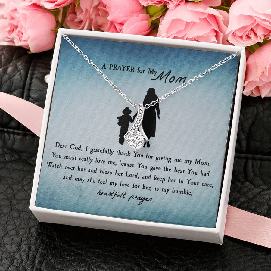Heartfelt Prayer for Loving Mom 18K Yellow Gold Finish Alluring Beauty Necklace Jewelry Beautiful Gift for Radiant Mother Appreciation