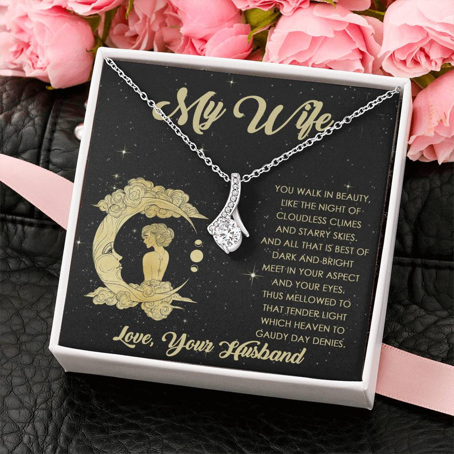 Tender Light That Heaven Denies 18K Yellow Gold Finish Alluring Beauty Necklace Jewelry Romantic Gift for Gorgeous Wife from Husband