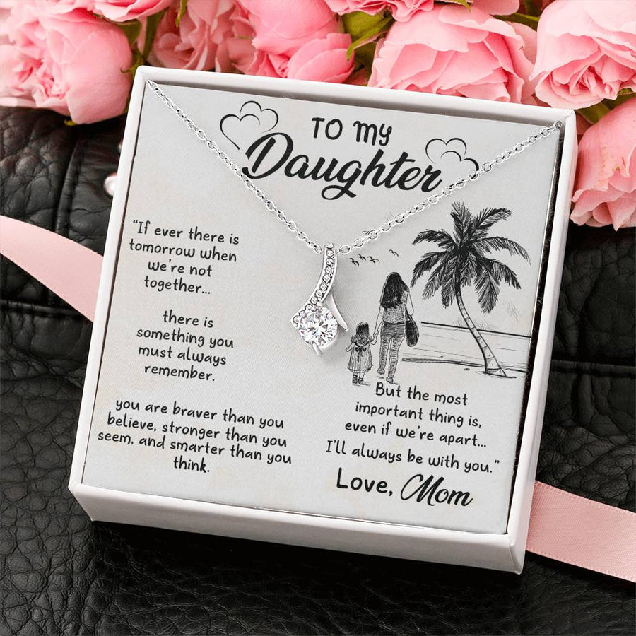 Brave Strong Daughter Always 18K Yellow Gold Finish Alluring Beauty Necklace Jewelry Empowering Gift for Daughter Birthday
