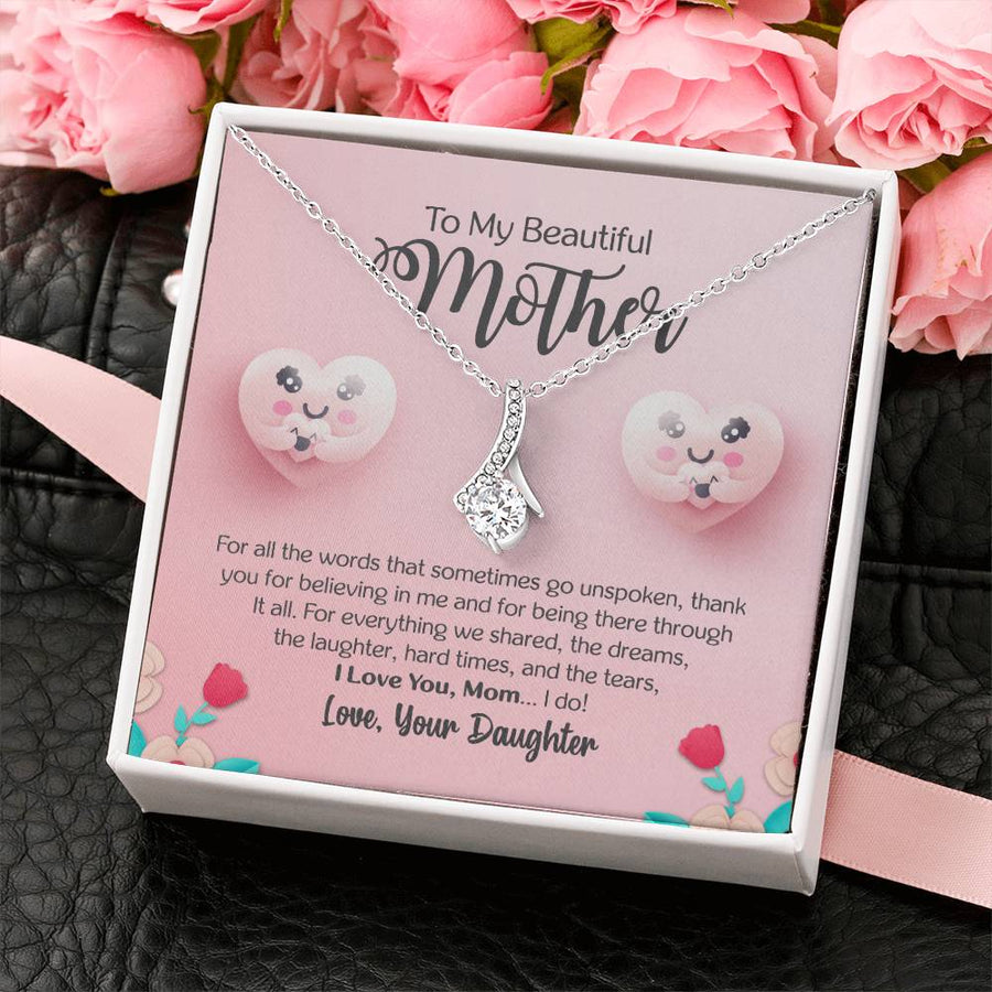 I Love You Mom Cute Hearts 18K Yellow Gold Finish Alluring Beauty Necklace Jewelry Loving Gift For Mother From Daughter
