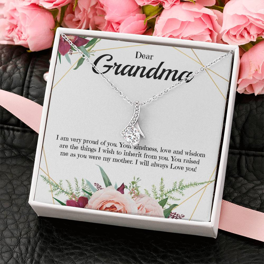 Raised Me Like a Mother Grandma Appreciation Necklace Orchid Bouquet Card 14K White Gold Finish Alluring Beauty Jewelry Sentimental Present