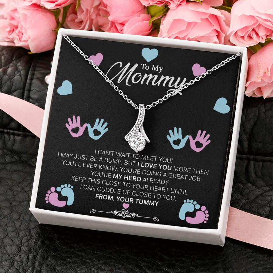 Hero Mommy Awaiting Your Cuddle 18K Yellow Gold Finish Alluring Beauty Necklace Jewelry Adorable Gift for Expecting Mother Baby Shower