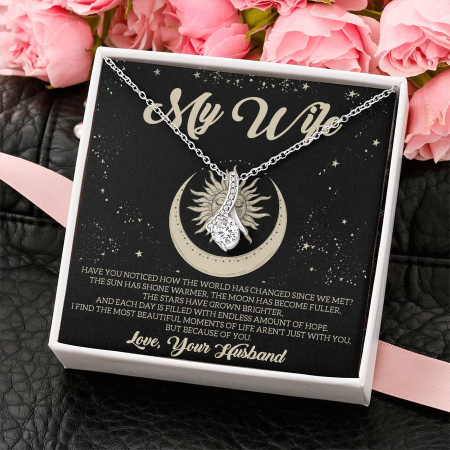 Most Beautiful Moments With My Wife 18K Yellow Gold Finish Alluring Beauty Necklace Jewelry Unique Gift for Lovely Wife from Husband