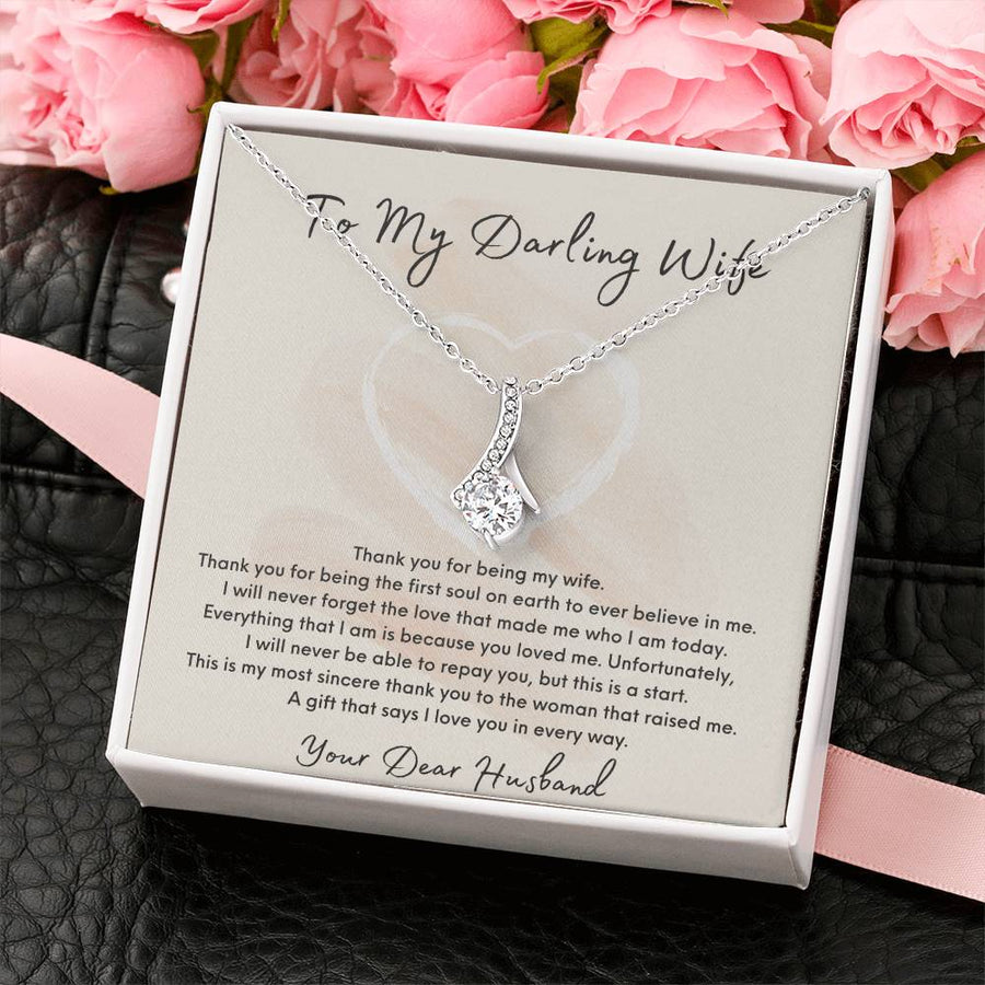 Thank You For Believing In Me 18K Yellow Gold Finish Alluring Beauty Necklace Jewelry Beautiful Gift for Darling Wife from Husband