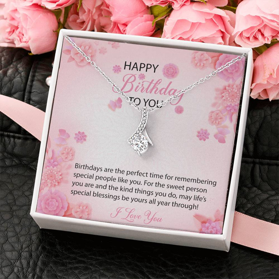 Sweet Person Kind Things Birthday 14K White Gold Finish Alluring Beauty Necklace Jewelry Perfect Gift for Birthday Girl