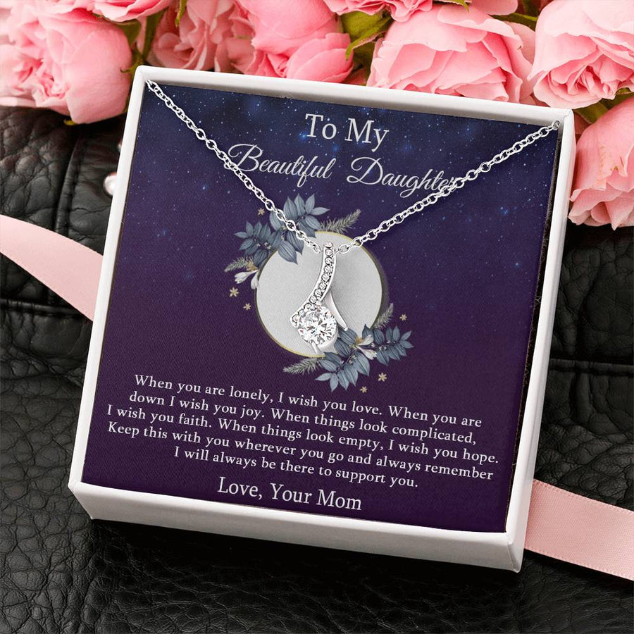 Beautiful Daughter Endless Support 18K Yellow Gold Finish Alluring Beauty Necklace Jewelry Perfect Gift for Daughter Birthday