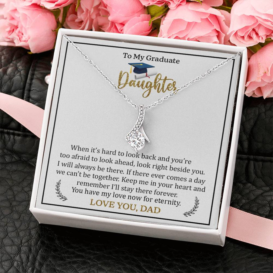 Look Right Beside You Daughter Graduation 18K Yellow Gold Finish Alluring Beauty Necklace Jewelry Empowering Gift for Graduate Daughter from Dad